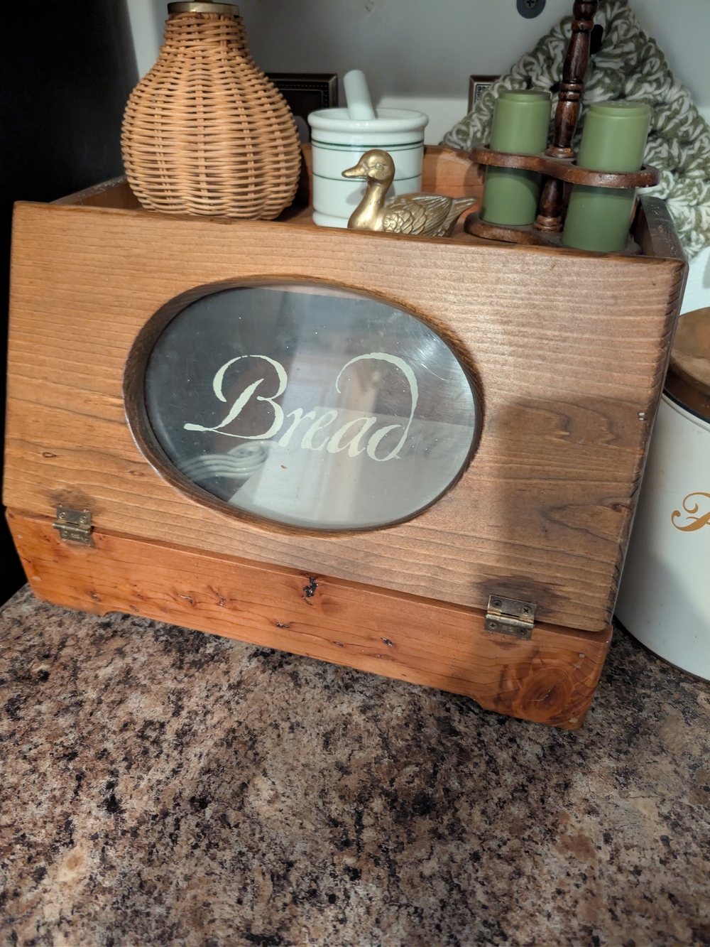 Rustic Vintage Brown Wooden Bread Box - Unbranded